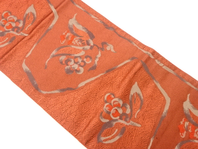 JAPANESE NAGOYA OBI / SILK / CHIKUZEN HAKATA / WOVEN FRUIT & FLORAL PLANTS